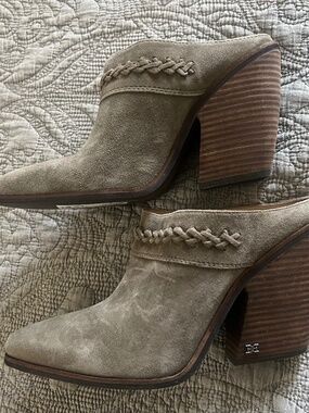 Sam Edelman Desert Olive Alison Suede High Heeled Western Braided Mules Size 9